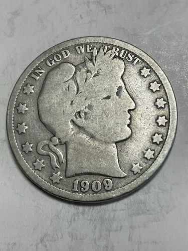 1909 O Barber Silver Half Dollar Very Good