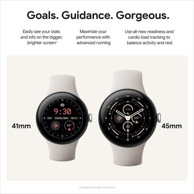 Google - Pixel Watch 3 (45mm) Smartwatch with Porcelain Band - Wi 