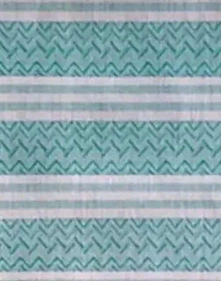 x8 Placemat Set of 8 Vinyl Woven Green Turquoise Coastal Chevron Stripe Summer - Image 3 of 4