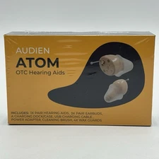 AUDIEN ATOM Rechargeable  Wireless Hearing Aid Amplifier Audien Hearing OTC NIB