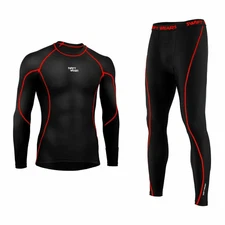 Mens Compression Tight Shirt Full Suit Set Thermal Base Layer Winter Pant Under 