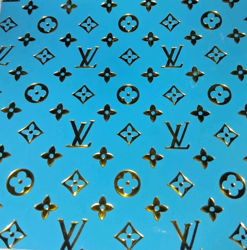 Embossed Gloss LV Gg Monogram Faux Fabric Designer Leather  Craft DIY Material - Image 3 of 3