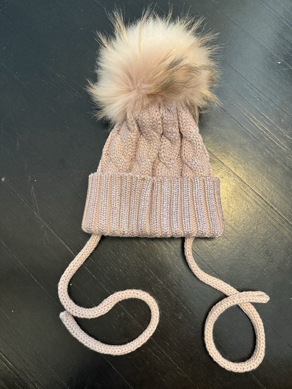 Catya Girl’s Hat With Fur Pom Pom, Pink, Sz 3 (3-5 Years), Excellent Condition