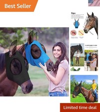 Soft Stretchy Horse Fly Masks 2 Pcs - Comfortable UV Protection for Horses