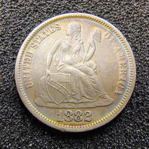 1882 Liberty Seated Dime 10C - Philadelphia Mint - VF Cond. - Fantastic Toning