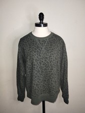 Victoria's Secret PINK Fleece Pullover Sweatshirt Green Cheetah Print Medium EUC