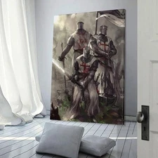 Knights Templar Crusader Poster , CanvasCanvas Wall Art
