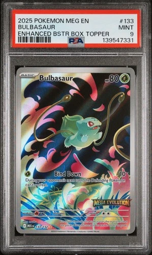 2025 POKEMON MEG EN-MEGA EVOLUTION ENHANCED BOOSTER BOX TOPPER BULBASAUR PSA 9