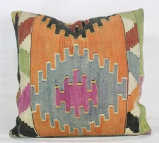 Decorative Handmade Turkish Kilim Pillow Cover 20x20 Kilim Sofa Cushion