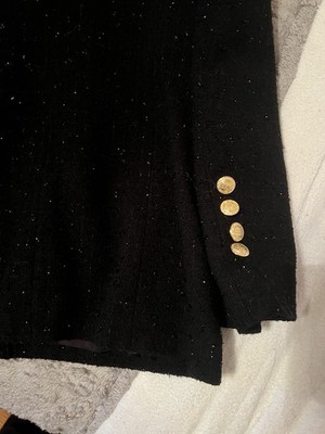 Helena Stern Paris Blazer & Skirt Set Black Sparkle Women's Size 44 New