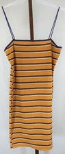 Forever 21 Juniors Teen Gold Striped Spaghetti Strap Skinny Dress Size Medium