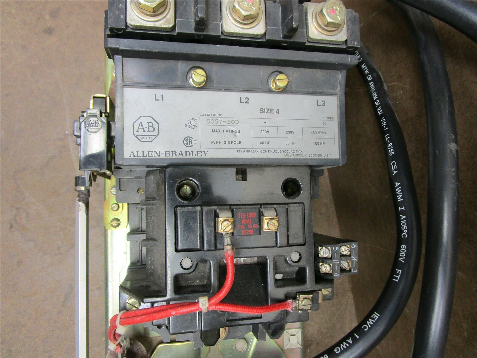 Allen-Bradley 505v-eod Size 4 Combination Reversing Starter 120v Coil ...