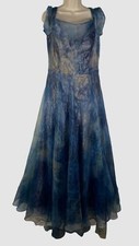 1795 Rene Ruiz Collection Women's Blue Organza Off-Shoulder Gown Dress Size 16