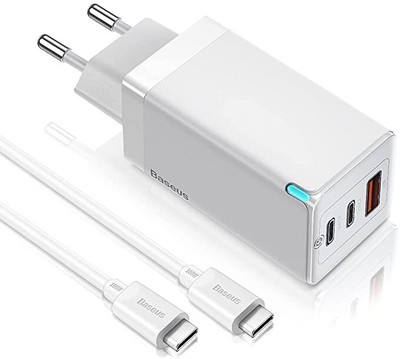 Baseus 65W GaN5 USB C Ladegerät 3-Port QC4.0 Netzteil für Samsung iPhone Macbook