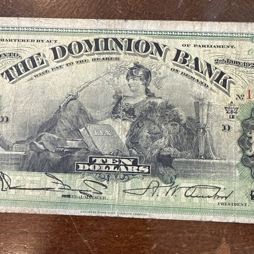 Canada Dominion Bank $10 Toronto Rare Banknote Jan 2 1925 - Picture 3 of 13