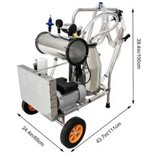 Techtongda 110V Electric Vacuum Pump Milking Machine Farm Cows/Goat Bucket 25L