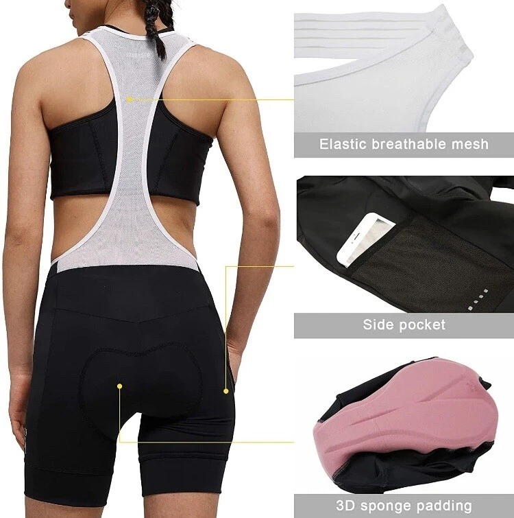 Santic Cycling Bib Shorts Women Padded Cycling Bib Tights for Women with Pocket  - Image 3 of 4