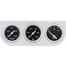 Speedway 3-Gauge Set with Aluminum Panel, Black, Brushed