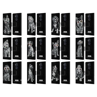 OFFICIAL P.D. MORENO BLACK AND WHITE DOGS LEATHER BOOK CASE FOR NOKIA PHONES