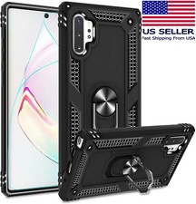 Rugged Military Grade Black Case For Samsung Galaxy Note 10 Ring Kickstand