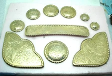 SILVER COLORED  10-PIECE HORSE SADDLE TRIM SET