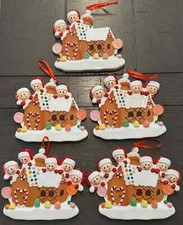 Gingerbread House Family of 2 3 4 5 or 6 Personalizable Ornament