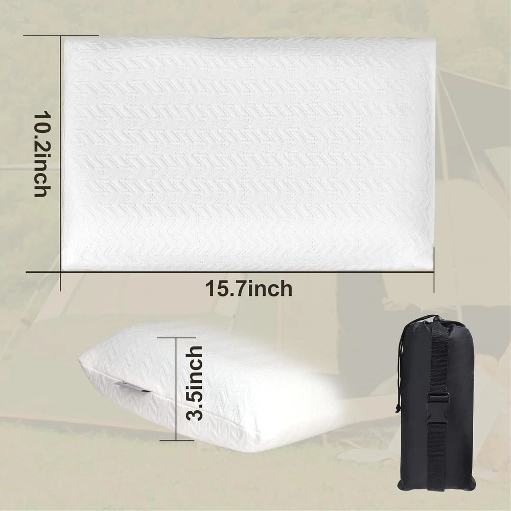 Travel Pillow, Memory Foam Pillow Compressible Camping Pillow with Washable Cove