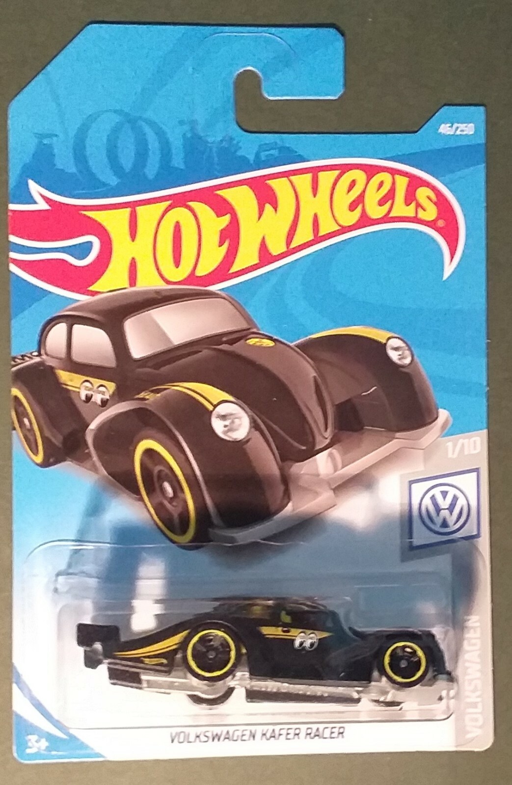 HOT WHEELS 2017 VOLKSWAGEN KAFER RACER, MATT BLACK, LONG CARD.