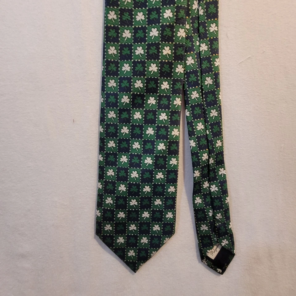 Coleção de gravata celta Irlanda azul verde trevos 59" × 3,5" poliéster St Pat - Imagem 4 de 4