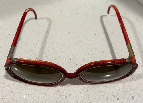 Vintage Ted Ladipus 1970s Oversized Red & Gold France Sunglasses - Picture 9 of 12