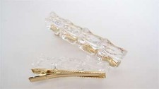2 sizes block glass effect acrylic and metal alligator hair clip barrette