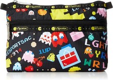 Lesportsac 1974 POWER PELLETS PAC-MAN COSMETIC CLUTCH Bag Pouch Purse Wallet