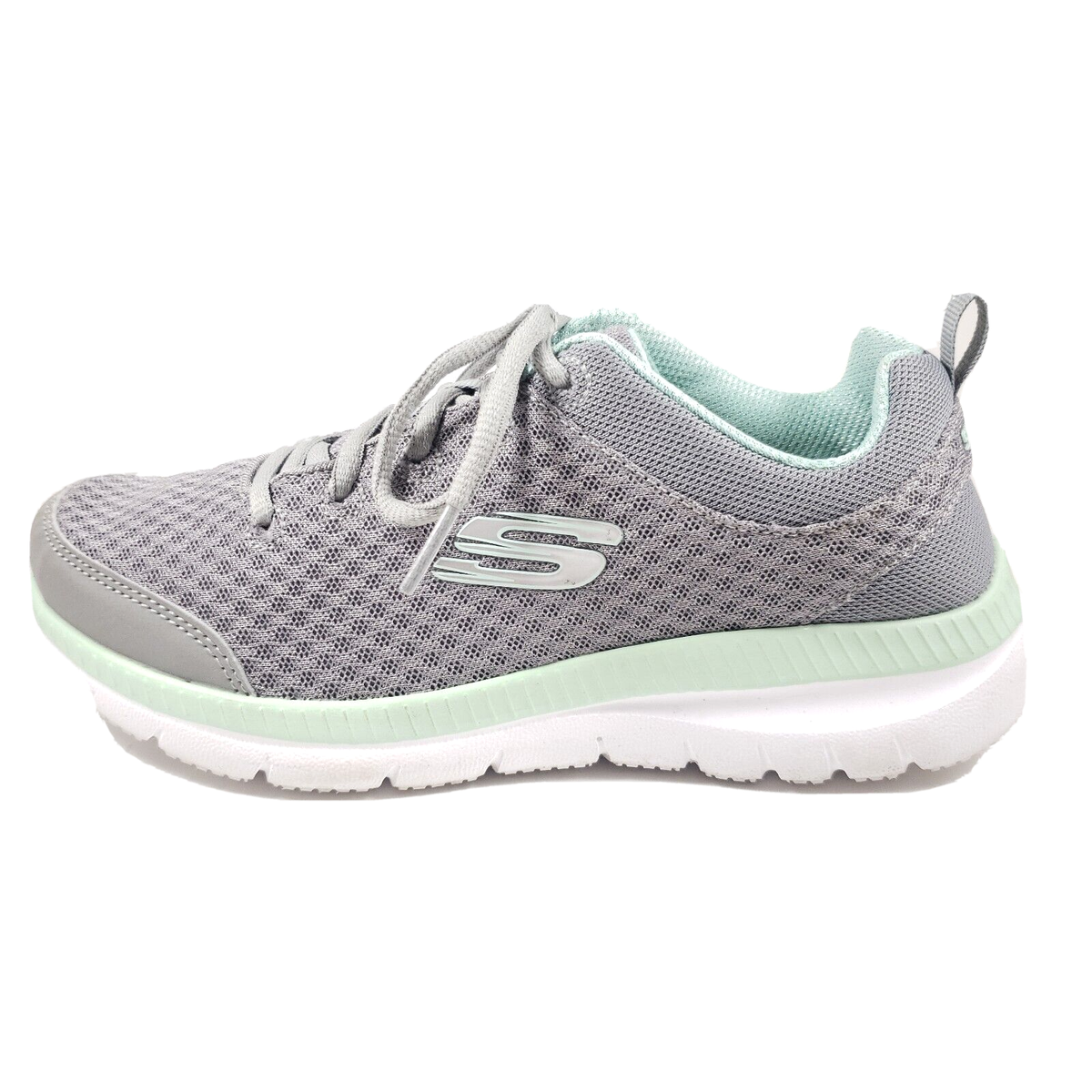 Skechers Womens Memory Foam Gray Mint Green Running Shoes