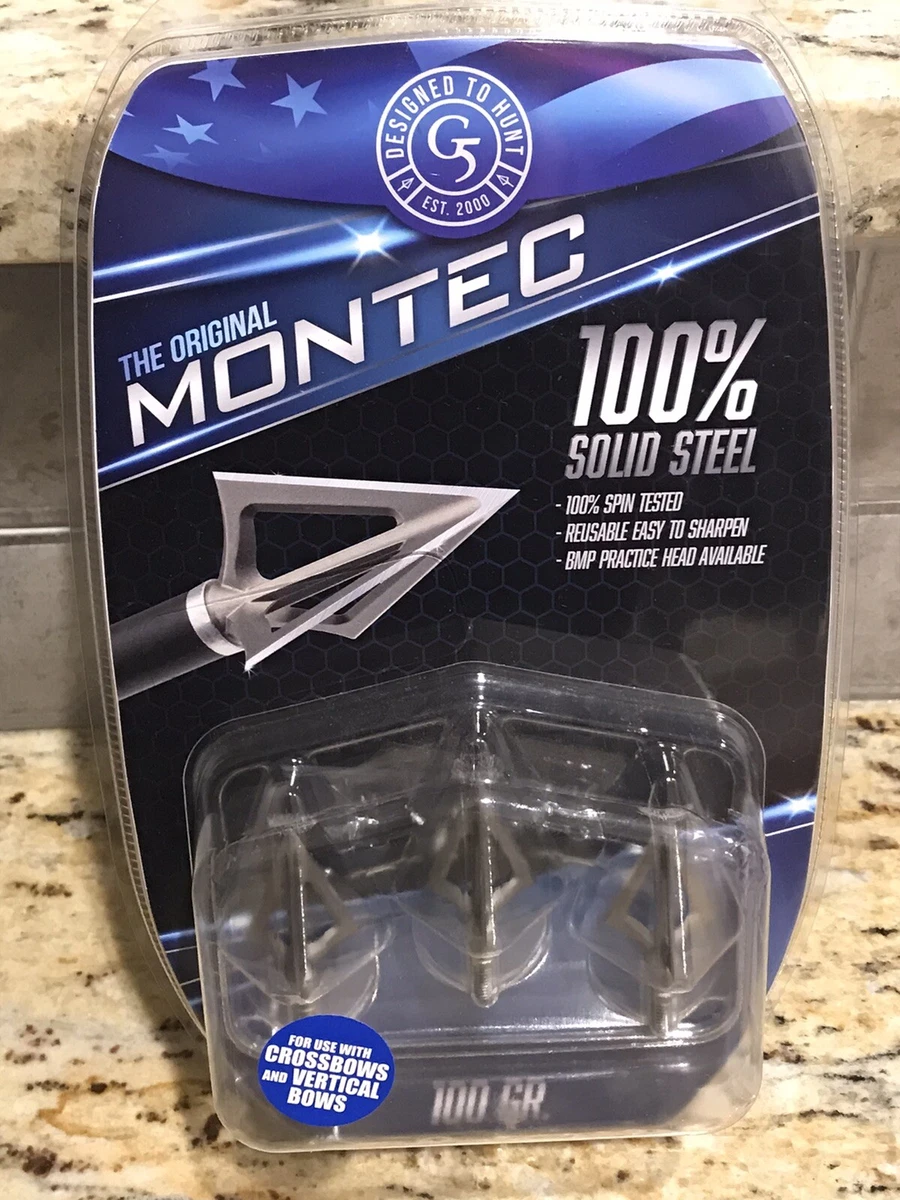 100 Solid Steele G5 Outdoors The Montec Broadhead Both Arrow Types ARCHERY