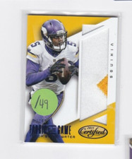 TEDDY BRIDGEWATER '15 CERTIFIED FABRICS OF THE GAME PRIME JSY CARD-SERIAL #/49