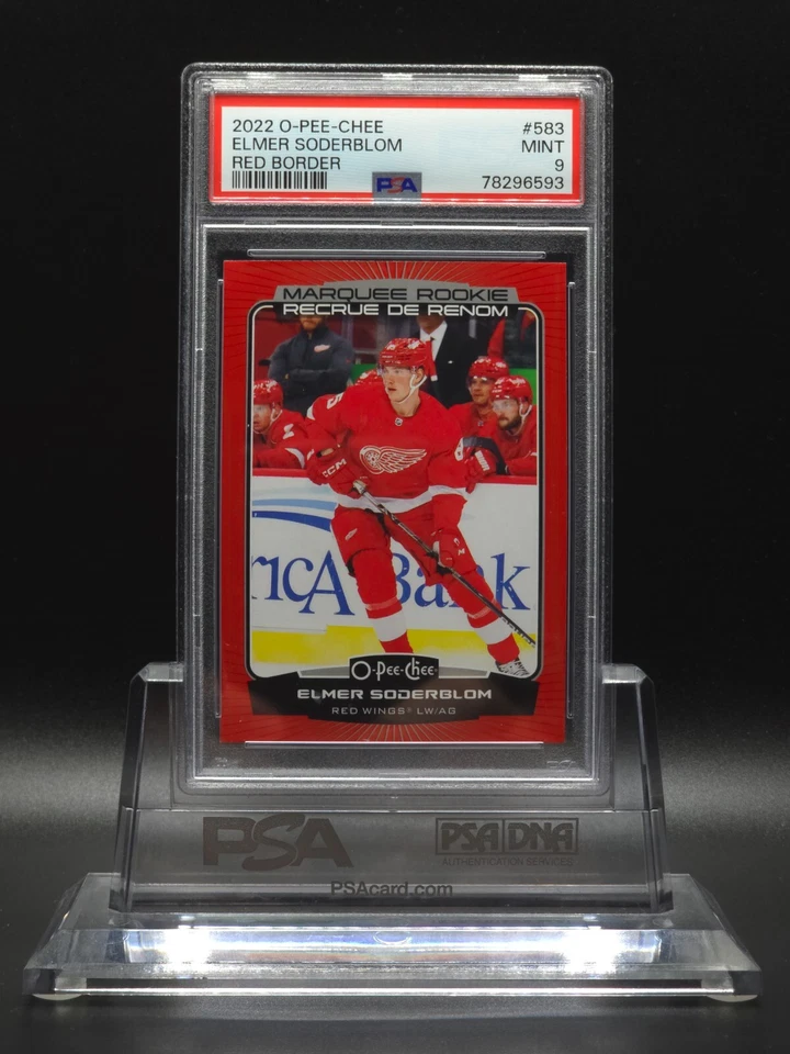 Elmer Soderblom 2022-23 O-Pee-Chee Marquee Rookie Red Border #583 RC PSA 9 - Image 3 of 4