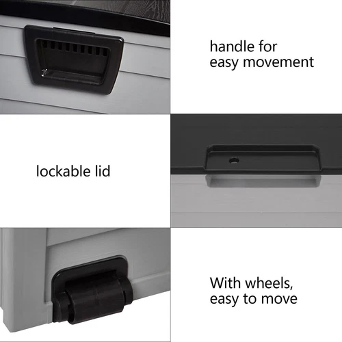 Gray Outdoor Storage Deck Box Large Chest Bin Patio Garden 75-Gal Container - Picture 4 of 7