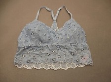 No Boundaries Size L Womens Gray Lace Padded Wireless Pull On Bralette Bra 4B