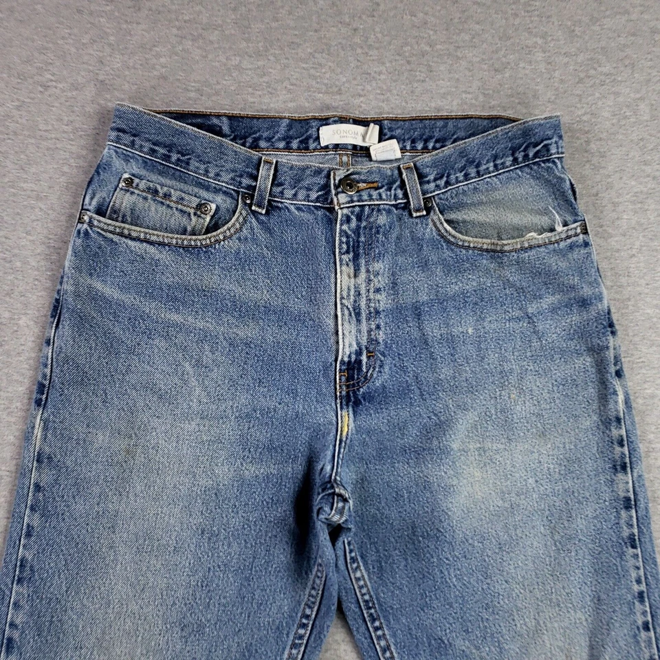 Jeans Sonoma 34x32 Calce Relajado Azul Old School Desteñidos Retro Rotos Suaves Foto 3 de 4
