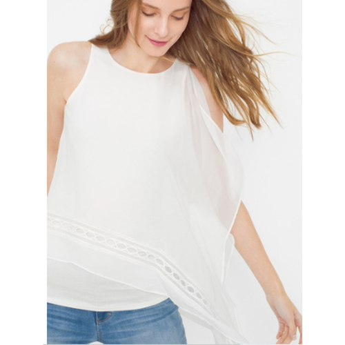 White House Black Market Eyelet Hem Asymmetric Top -M