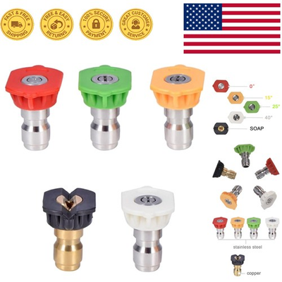 #ad 1 4 Inch Brass amp; Stainless Steel Pressure Washer Nozzles 5 Tips $10.99