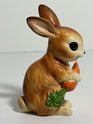 Vintage Josef Originals Bunny Rabbit Eating Carrot Figurine Easter Spring Decor