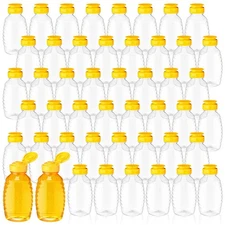 48 Pcs 12 oz Plastic Honey Bottles Clear Jars Honey Dispenser with Lids Caps ...