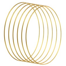 8 Inch Dream Catcher Rings 6 Pcs Macrame Wreath Floral Round Ring Hoop Gold