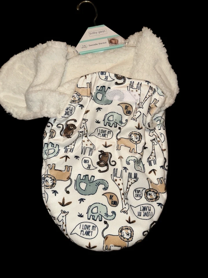 Swaddle Baby Gear animais de zoológico/selva novo com etiqueta 3-6 meses - Imagem 3 de 4