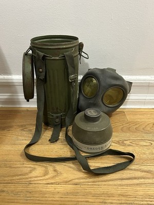Original German Spanish Civil War WWll Gas Mask in German Canister