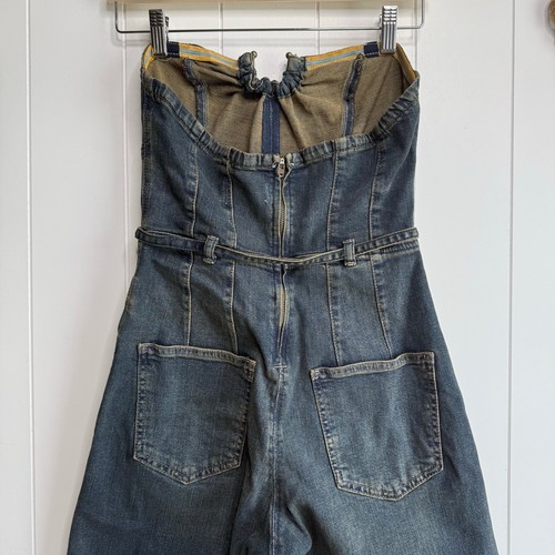 Free People jumpsuit one-piece denim strapless wide-leg cotton 0 - Picture 4 of 8