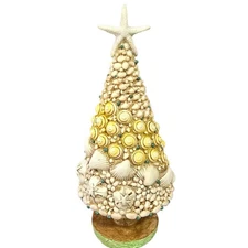 Handcrafted Seaside Christmas Tree - Seashell Themed Coastal Holiday 10" H