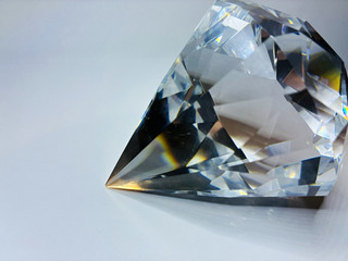Tiffany & Co. Clear Faceted Glass Paperweight Diamond Shape