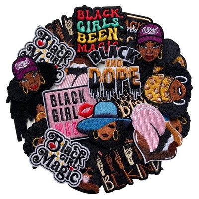 15Pcs Black Girl Magic Iron on Patches, Afro Girl Embroidered Applique Patche...